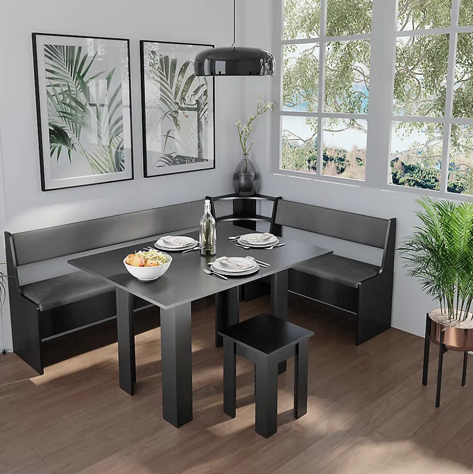 Vicco Groupe de banquettes dangle Noir 150x41.5cm avec table
