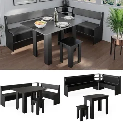 Vicco Groupe de banquettes dangle Noir 150x41.5cm avec table