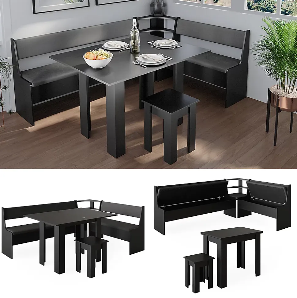 Vicco Groupe de banquettes dangle Noir 150x41.5cm avec table