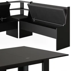 Vicco Groupe de banquettes dangle Noir 150x41.5cm avec table