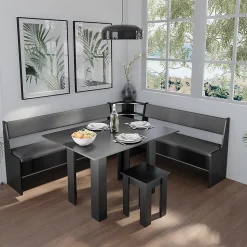 Vicco Groupe de banquettes dangle Noir 180x41.5cm avec table