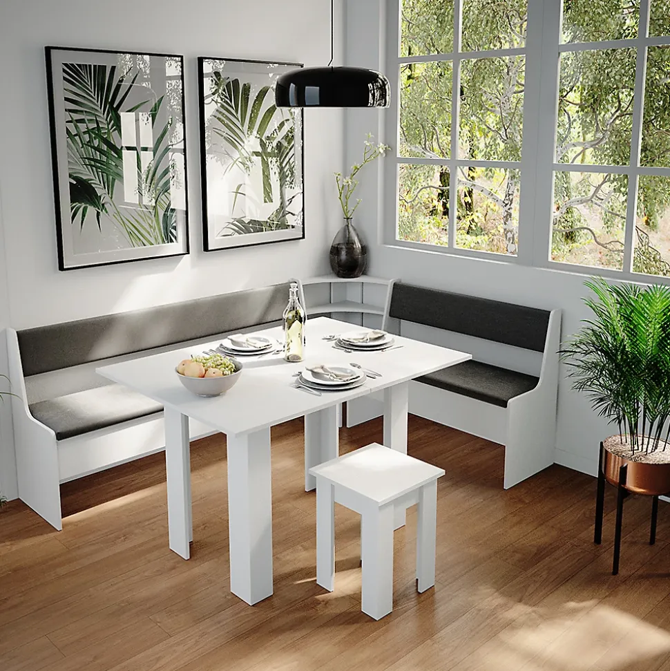 Vicco Groupe de banquettes dangle Blanc 210x41.5cm avec table