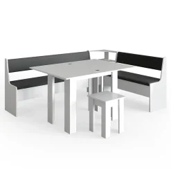 Vicco Groupe de banquettes dangle Blanc 210x41.5cm avec table