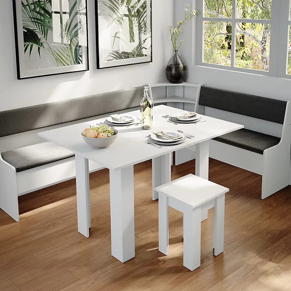 Vicco Groupe de banquettes dangle Blanc 210x41.5cm avec table