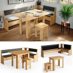 Vicco Groupe de banquettes dangle Chêne de force doré 210x120cm avec table