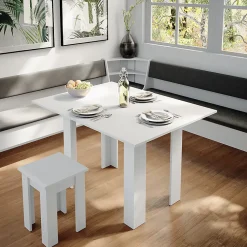 Vicco Groupe de banquettes dangle Blanc 210x41.5cm avec table
