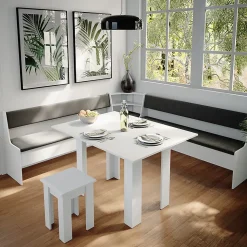Vicco Groupe de banquettes dangle Blanc 210x41.5cm avec table