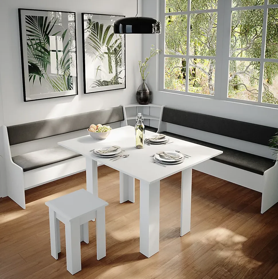 Vicco Groupe de banquettes dangle Blanc 210x41.5cm avec table