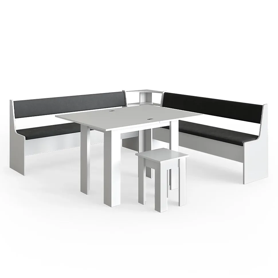 Vicco Groupe de banquettes dangle Blanc 210x41.5cm avec table