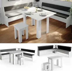 Vicco Groupe de banquettes dangle Blanc 210x41.5cm avec table