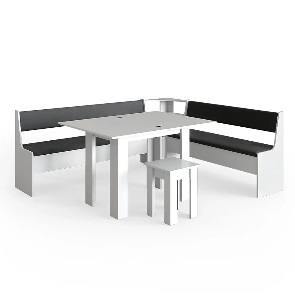 Vicco Groupe de banquettes dangle Blanc 210x41.5cm avec table