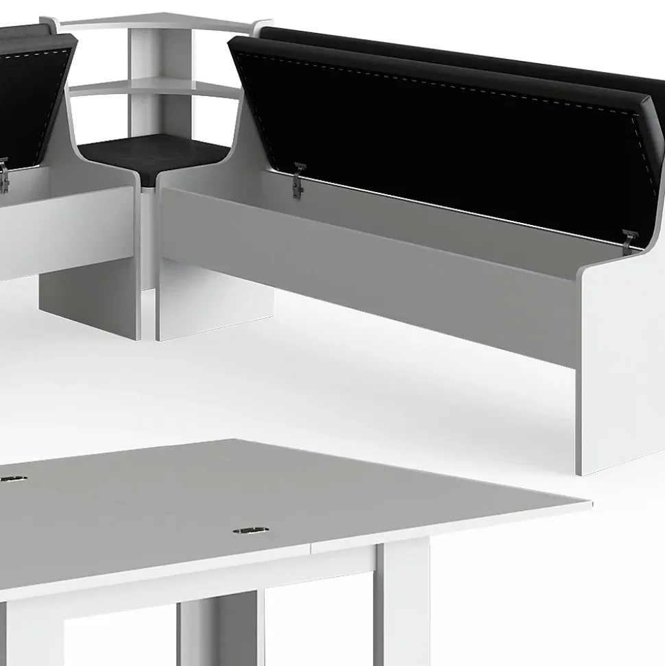 Vicco Groupe de banquettes dangle Blanc 210x41.5cm avec table