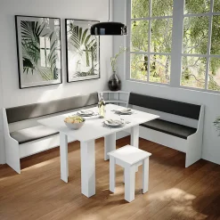Vicco Groupe de banquettes dangle Blanc 210x41.5cm avec table