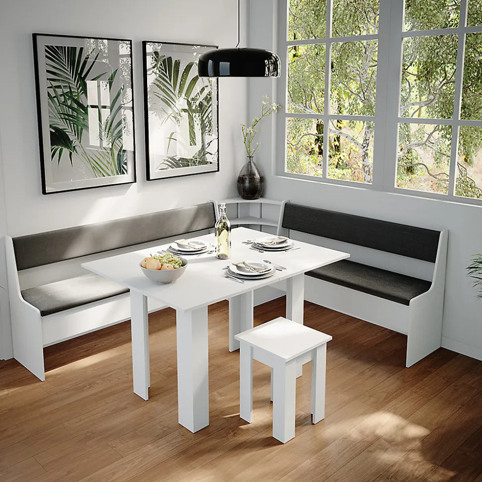 Vicco Groupe de banquettes dangle Blanc 210x41.5cm avec table