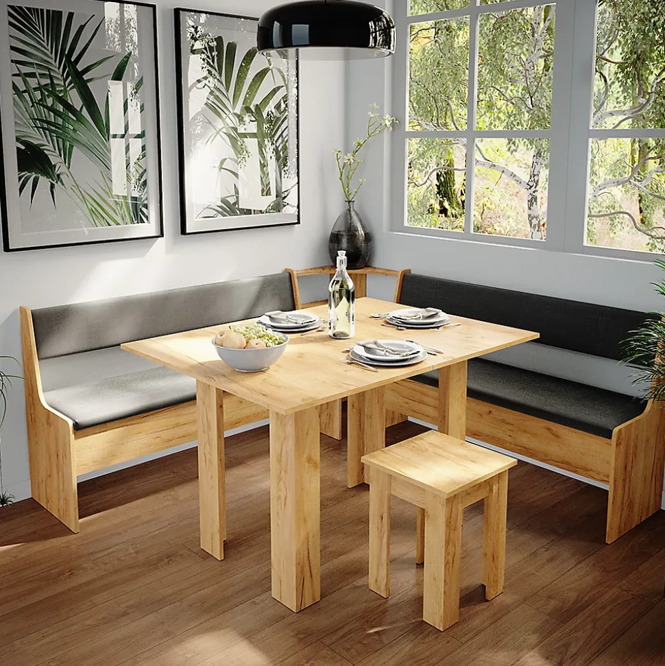 Vicco Groupe de banquettes dangle Chêne de force doré 180x41.5cm avec table