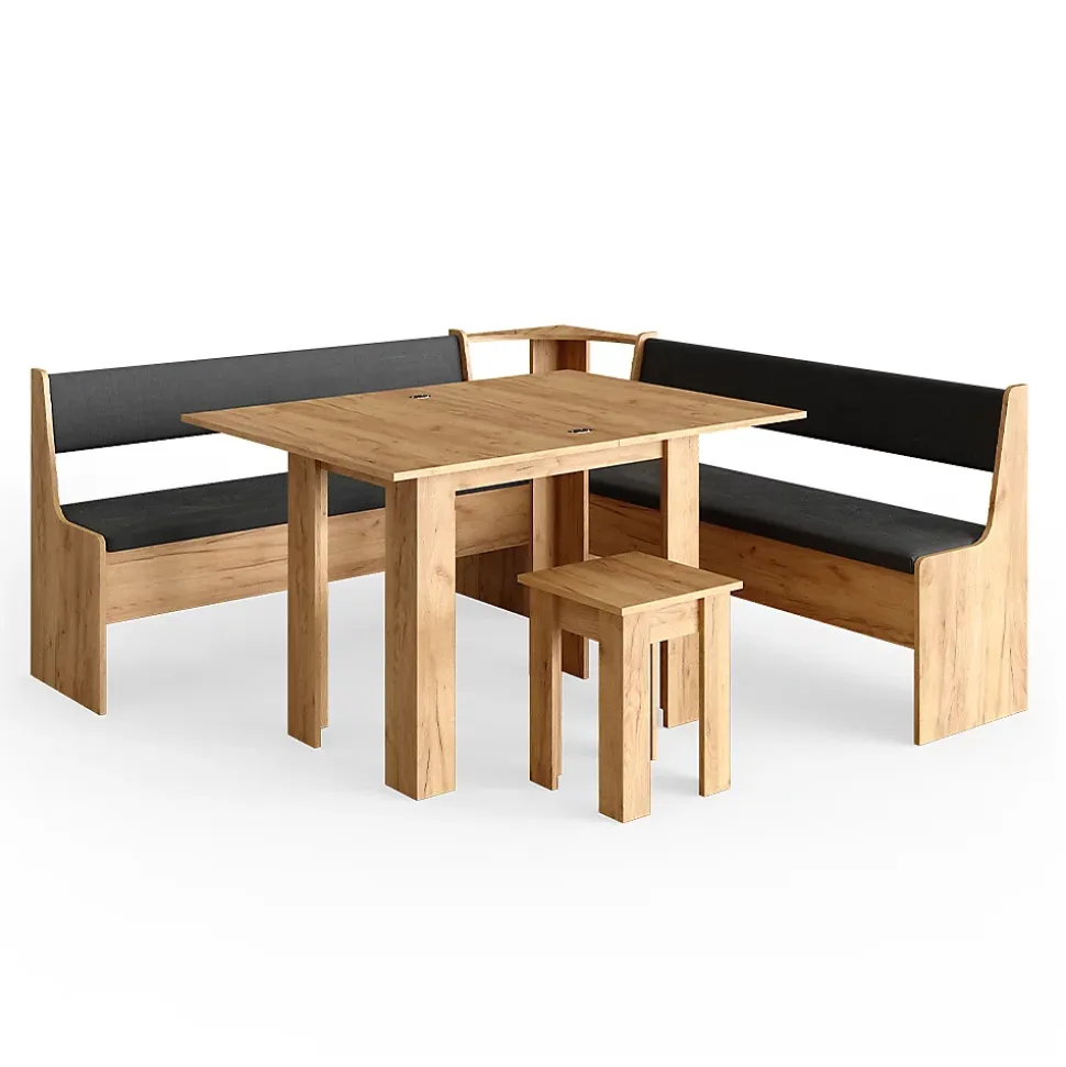 Vicco Groupe de banquettes dangle Chêne de force doré 180x41.5cm avec table
