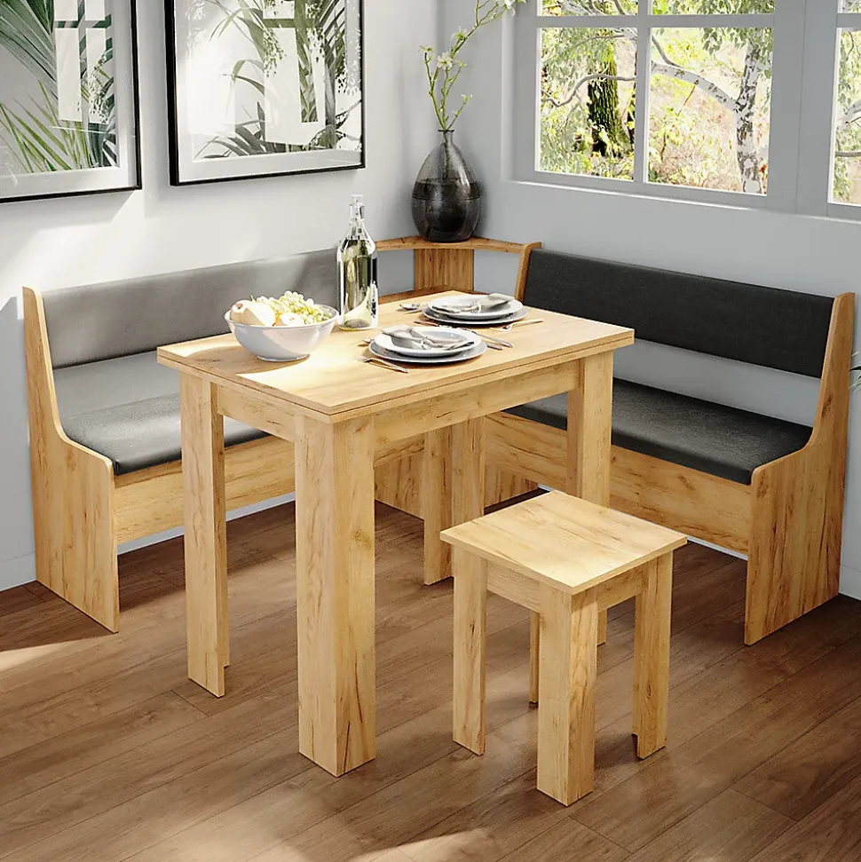 Vicco Groupe de banquettes dangle Chêne de force doré 150x41.5cm avec table