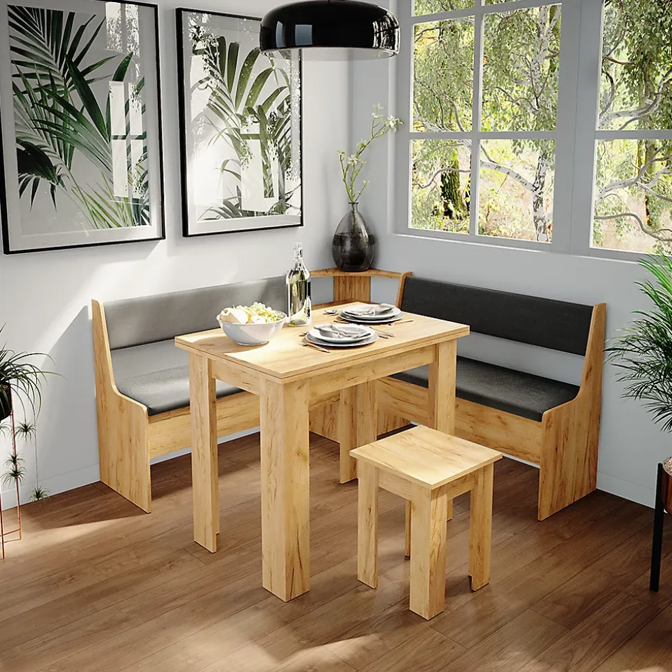 Vicco Groupe de banquettes dangle Chêne de force doré 150x41.5cm avec table
