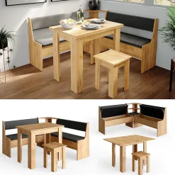 Vicco Groupe de banquettes dangle Chêne de force doré 150x41.5cm avec table