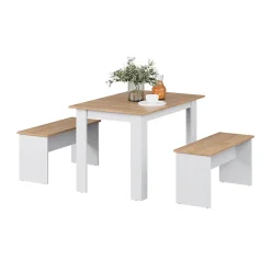 Vicco Groupe de banquettes dangle Chêne blanc/force de lor 112x73.6cm avec 2 bancs