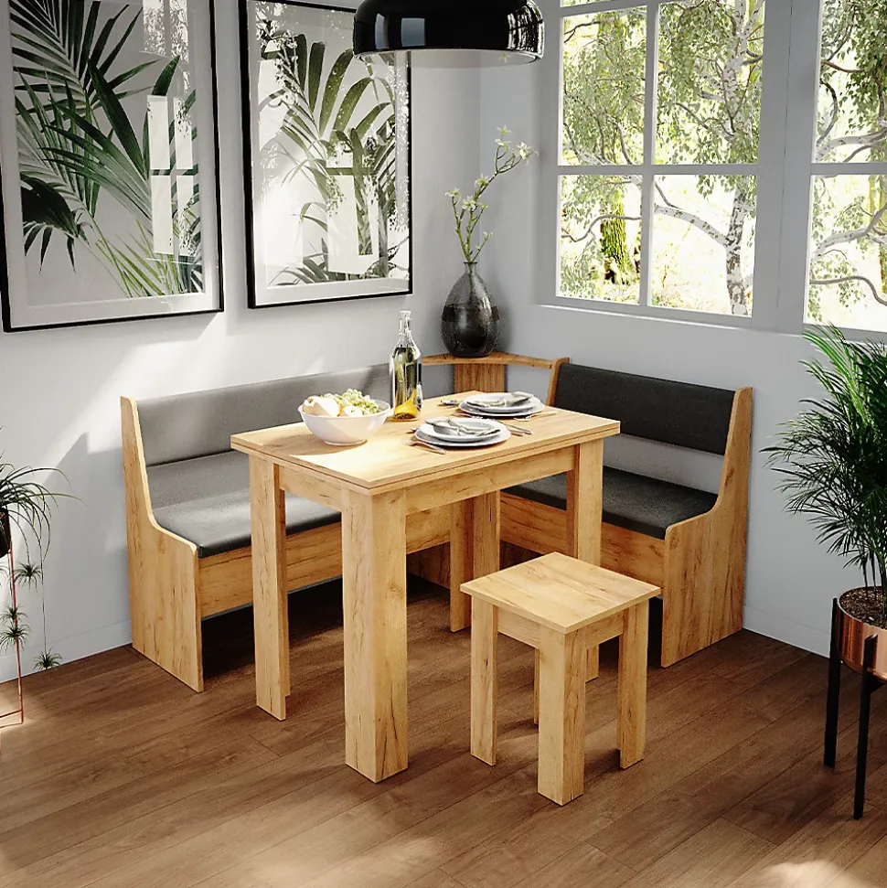 Vicco Groupe de banquettes dangle Chêne de force doré 150x41.5cm avec table