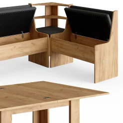 Vicco Groupe de banquettes dangle Chêne de force doré 150x41.5cm avec table