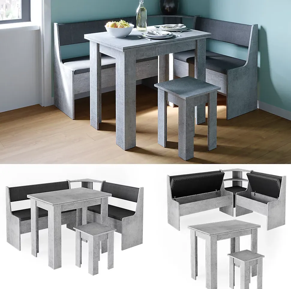 Vicco Groupe de banquettes dangle Béton 150x41.5cm avec table