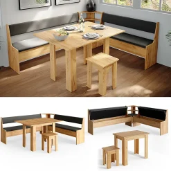 Vicco Groupe de banquettes dangle Chêne de force doré 210x41.5cm avec table