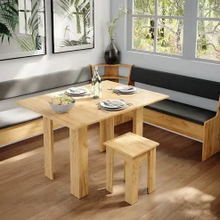 Vicco Groupe de banquettes dangle Chêne de force doré 210x41.5cm avec table
