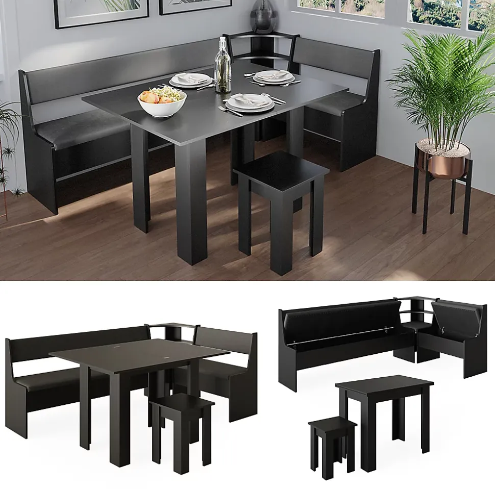 Vicco Groupe de banquettes dangle Noir 120x41.5cm avec table