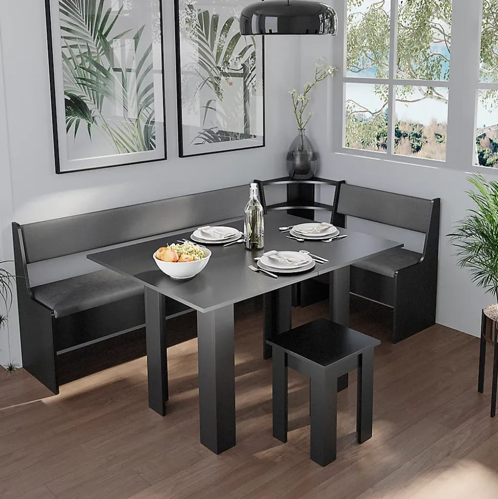 Vicco Groupe de banquettes dangle Noir 120x41.5cm avec table