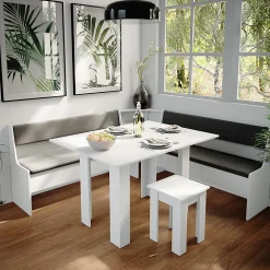 Vicco Groupe de banquettes dangle Blanc 180x41.5cm avec table
