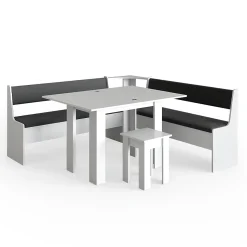 Vicco Groupe de banquettes dangle Blanc 180x41.5cm avec table