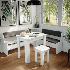 Vicco Groupe de banquettes dangle Blanc 180x41.5cm avec table