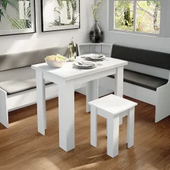 Vicco Groupe de banquettes dangle Blanc 180x41.5cm avec table