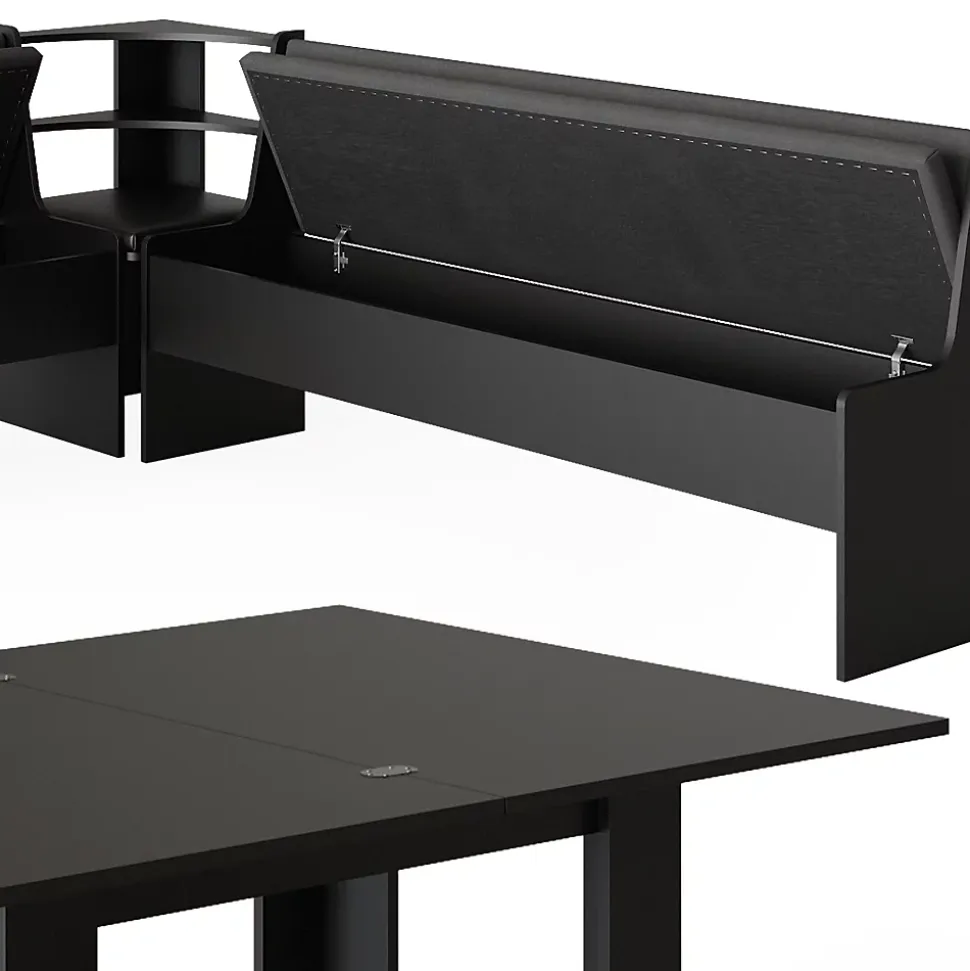 Vicco Groupe de banquettes dangle Noir 210x41.5cm avec table