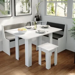 Vicco Groupe de banquettes dangle Blanc 150x41.5cm avec table
