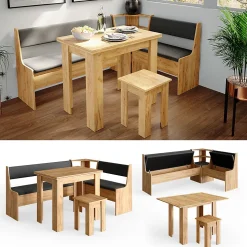 Vicco Groupe de banquettes dangle Chêne de force doré 136.6x60cm avec table