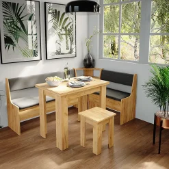 Vicco Groupe de banquettes dangle Chêne de force doré 136.6x60cm avec table