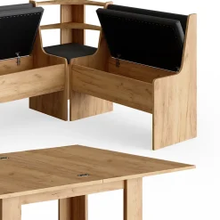 Vicco Groupe de banquettes dangle Chêne de force doré 136.6x60cm avec table