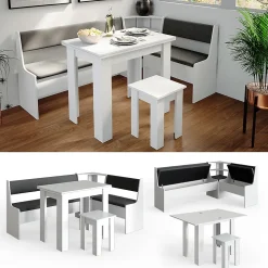 Vicco Groupe de banquettes dangle Blanc 180x41.5cm avec table