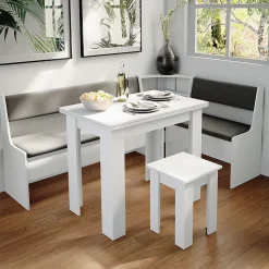 Vicco Groupe de banquettes dangle Blanc 180x41.5cm avec table