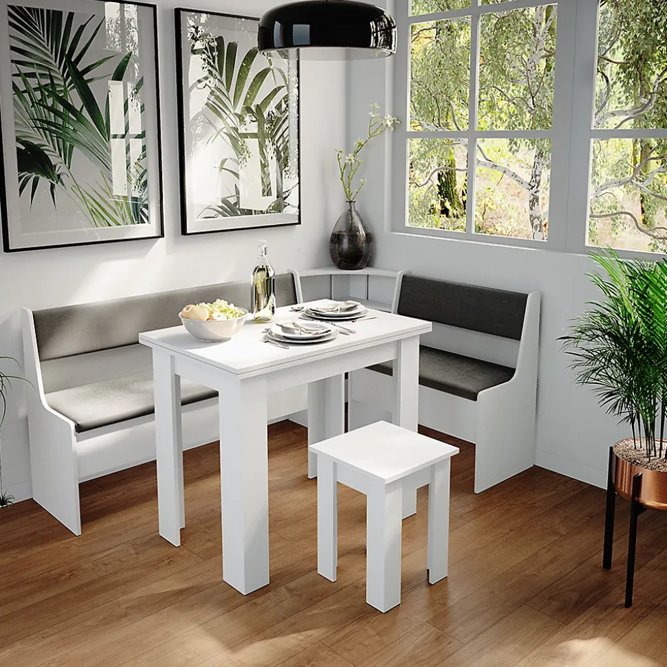 Vicco Groupe de banquettes dangle Blanc 180x41.5cm avec table