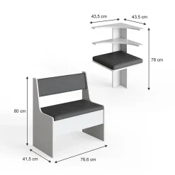 Vicco Groupe de banquettes dangle Blanc 41.5x120cm Sans table