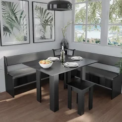 Vicco Groupe de banquettes dangle Noir 180x41.5cm avec table