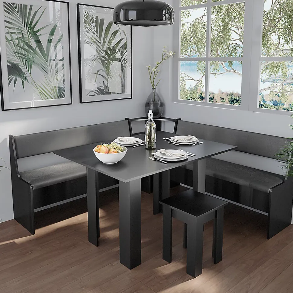 Vicco Groupe de banquettes dangle Noir 180x41.5cm avec table