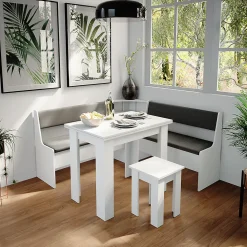 Vicco Groupe de banquettes dangle Blanc 150x41.5cm avec table