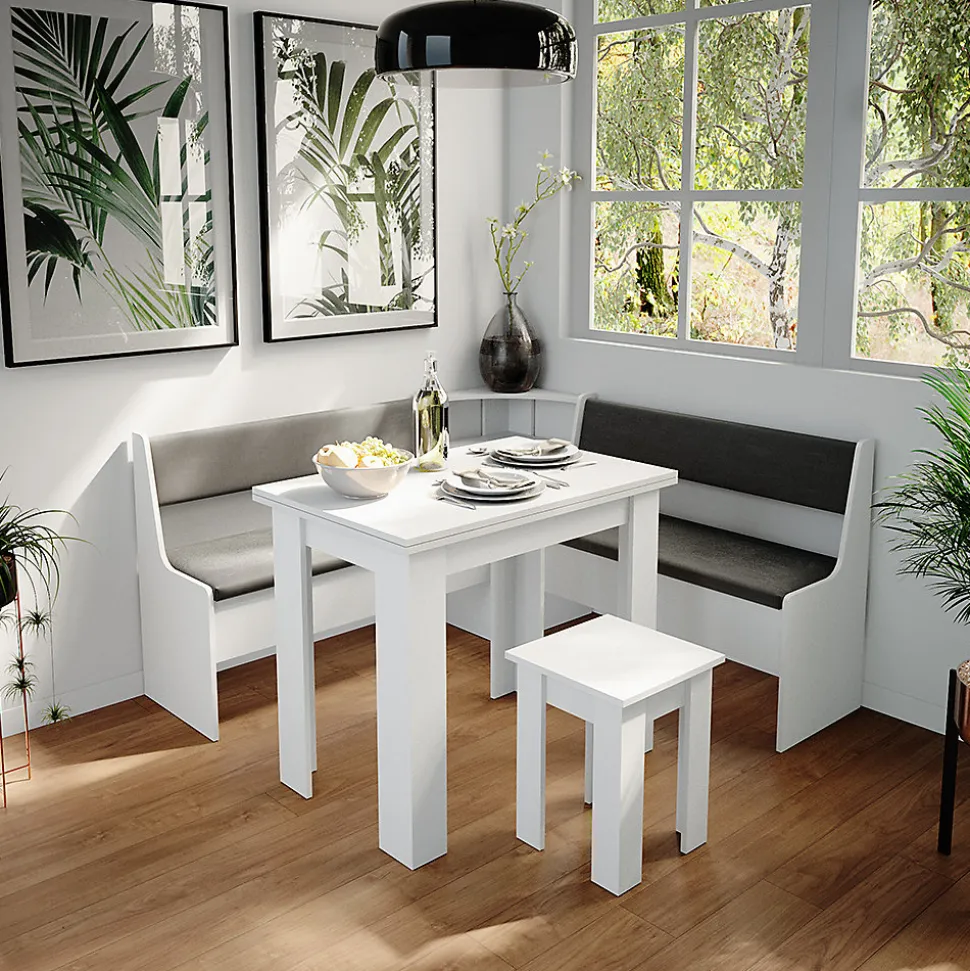 Vicco Groupe de banquettes dangle Blanc 150x41.5cm avec table