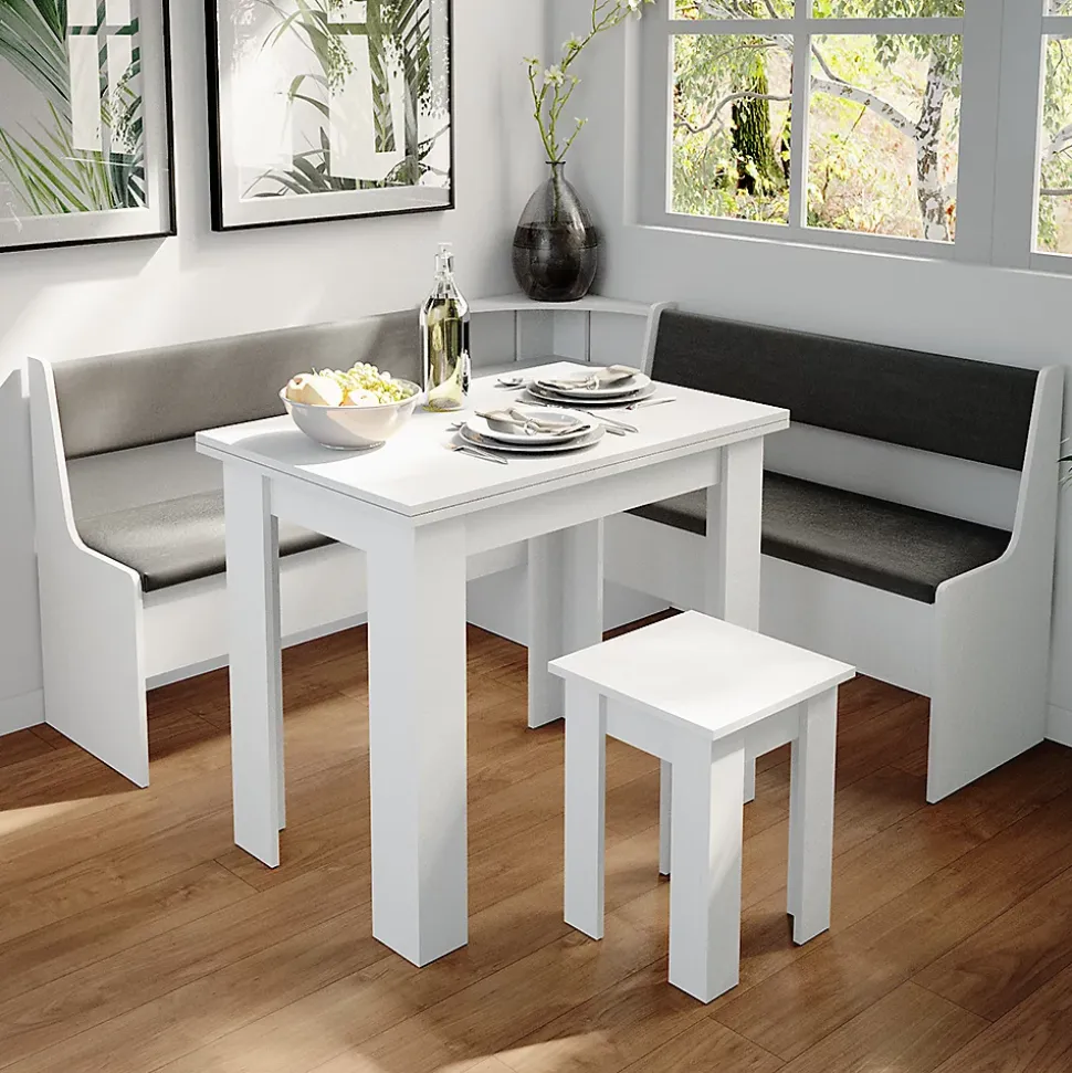 Vicco Groupe de banquettes dangle Blanc 150x41.5cm avec table