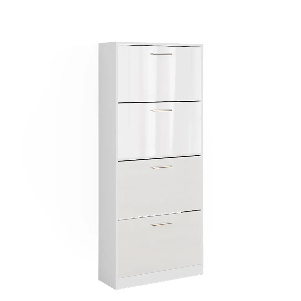 Vicco Le basculeur à chaussures blanc/blanc brillant 59x137cm avec 4 compartiments